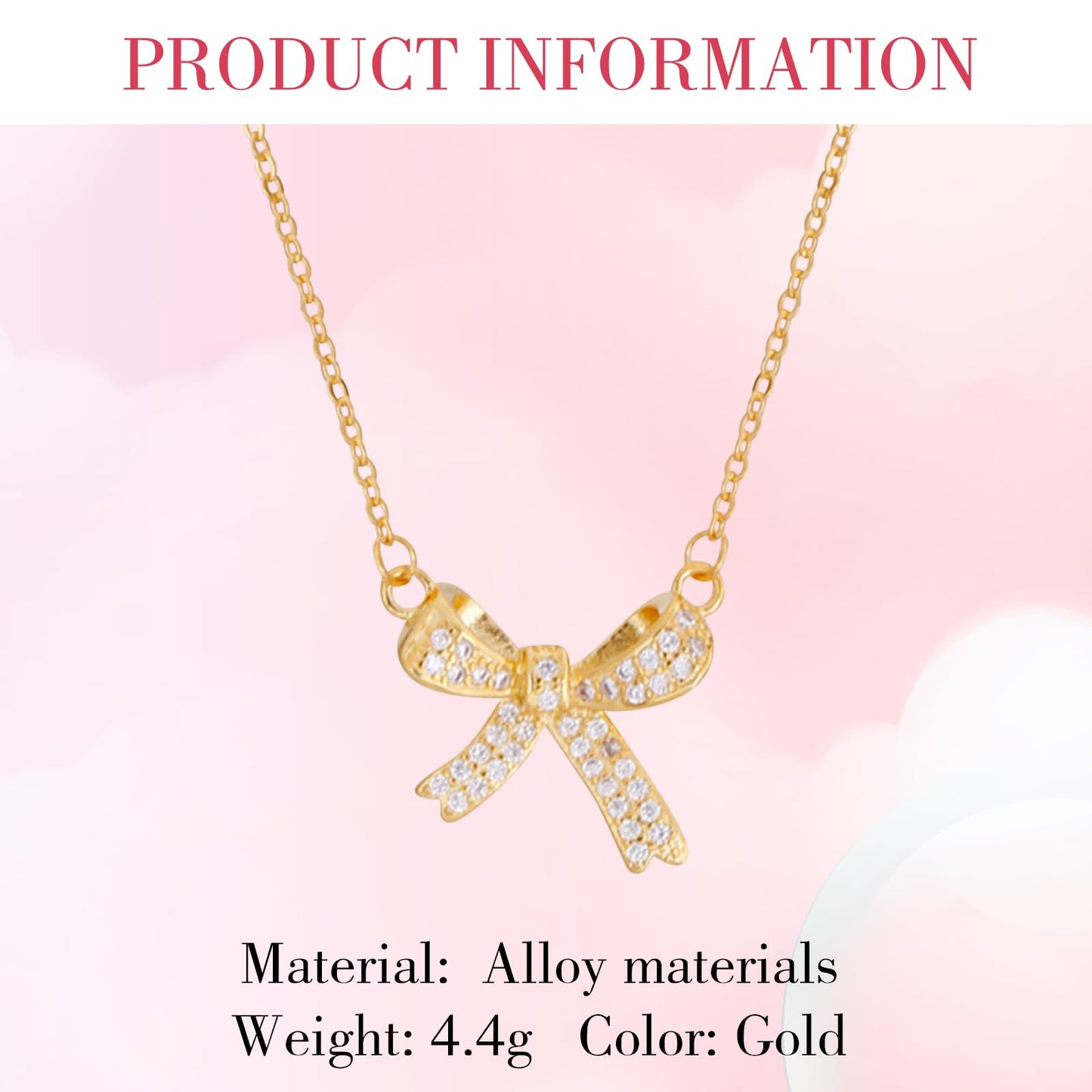 Tweozek Bow Necklace, Gold Butterfly Chain Elegant Collarbone Design, Cute & Dainty, Perfect for Women, Gift for Her, Alloy Jewellery, Birthday Present (Gold)