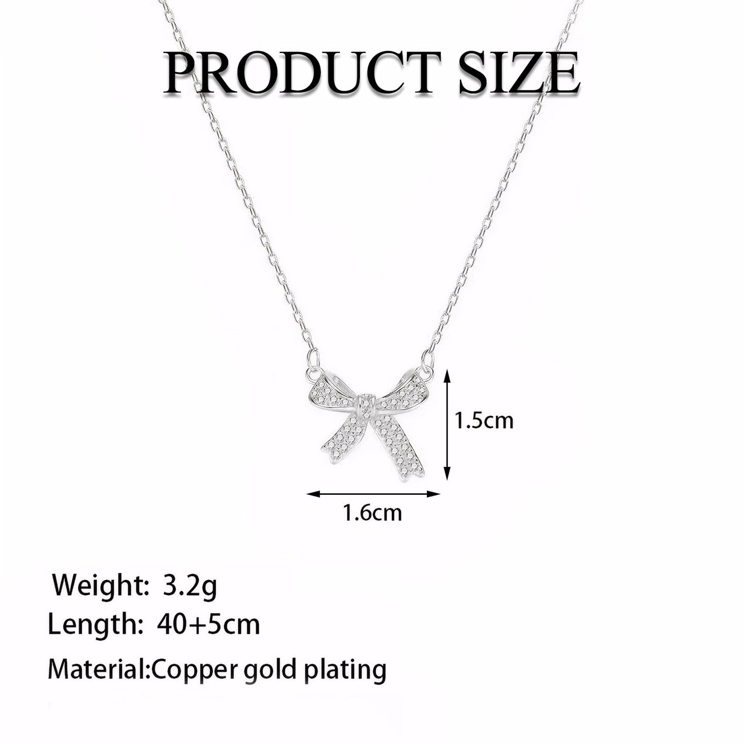 Bow Necklace Light Luxury Niche Design Collarbone Chain Female Minimalist Necklace Women's Jewelled Collar Sterling Silver Bow Necklace Christmas Girls' Fashion Accessory for Girls Wedding Prom Daily