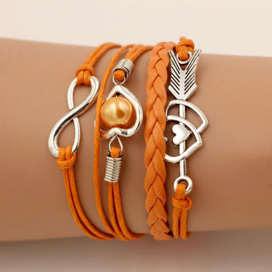 JIJIBA Leather Bracelets For Women Wrap Infinity Love Heart Friendship Antique Leather Charm Bracelet