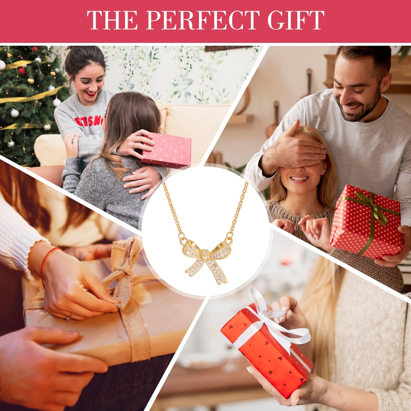 Tweozek Bow Necklace, Gold Butterfly Chain Elegant Collarbone Design, Cute & Dainty, Perfect for Women, Gift for Her, Alloy Jewellery, Birthday Present (Gold)