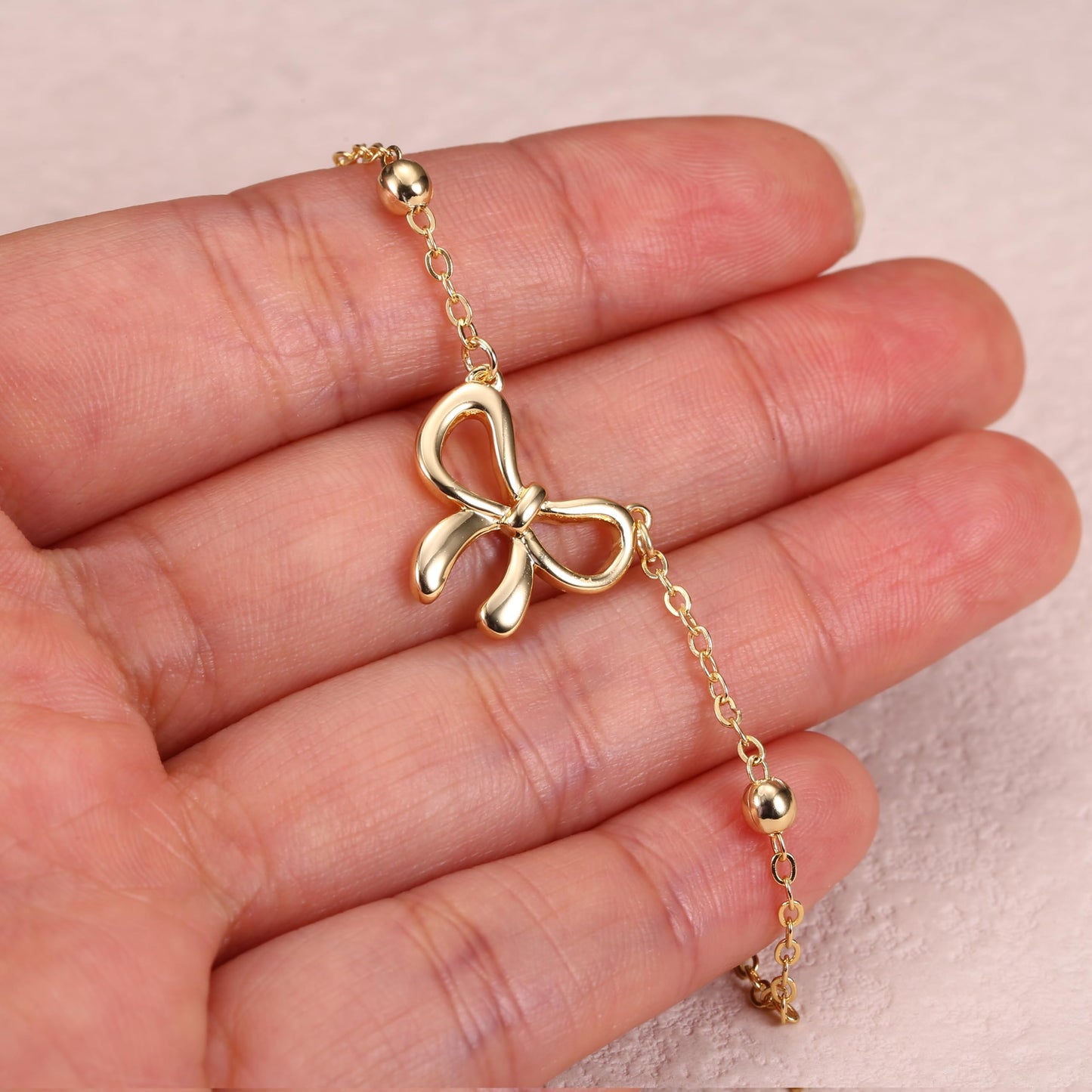LOLIAS Gold Bow Necklace for Women Girls Bowknot Pendant Choker Necklace 14K Gold Plated Chain Necklaces for Women Fashion Jewelry Gifts