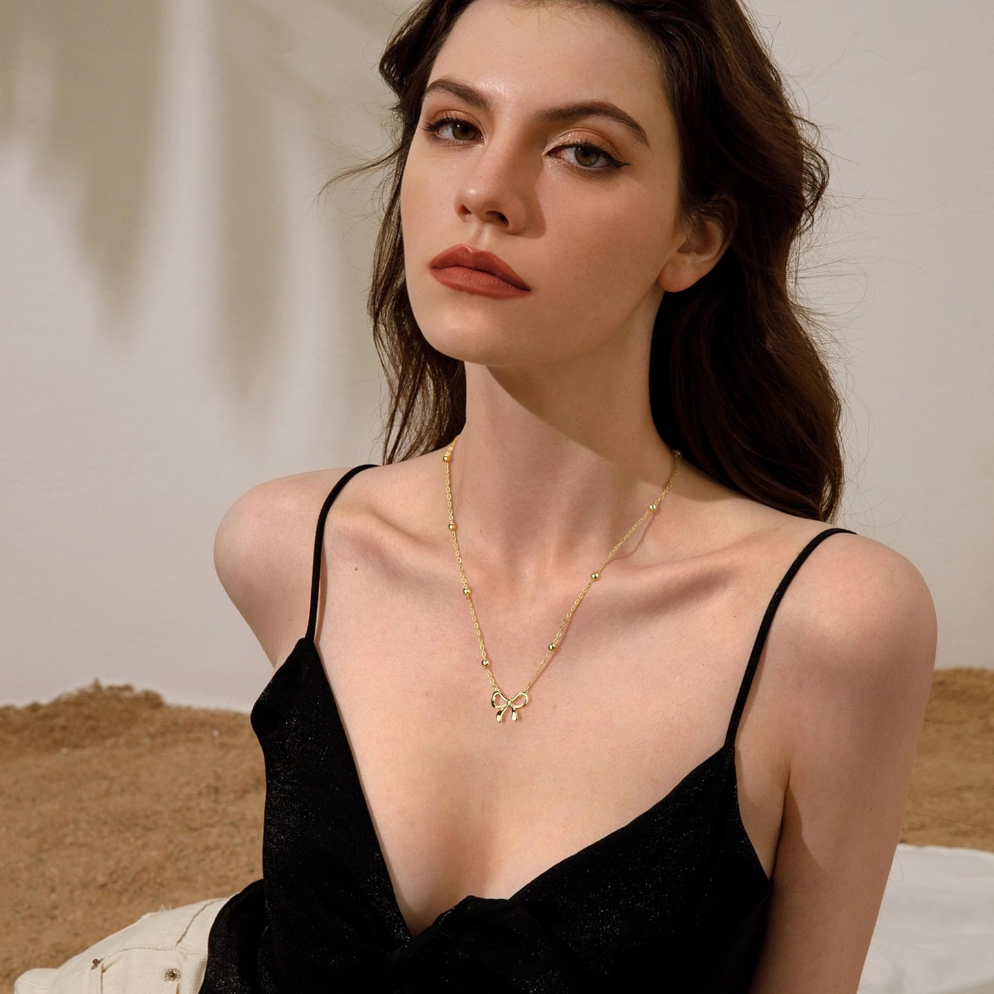 LOLIAS Gold Bow Necklace for Women Girls Bowknot Pendant Choker Necklace 14K Gold Plated Chain Necklaces for Women Fashion Jewelry Gifts
